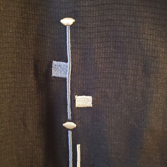 Monte Carlo Men's L Black Cuban Button Up Shirt Short Sleeve Embroidered - Picture 5 of 8